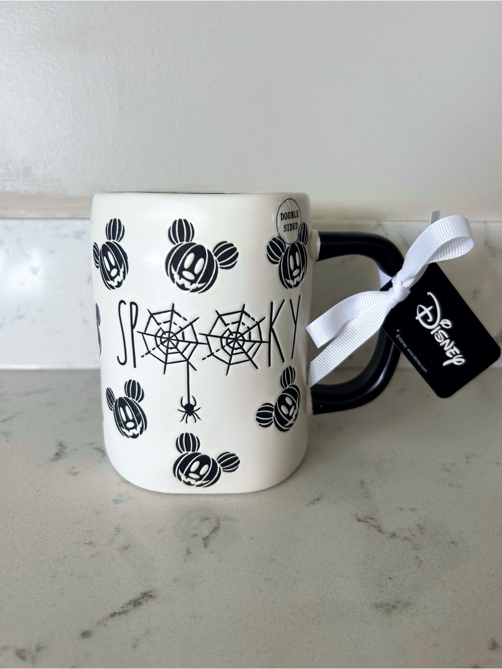 Rae Dunn Disney Mickey Mouse Spooky Pumpkin Spider Web Coffee Mug